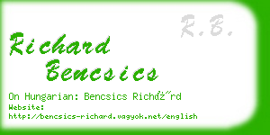 richard bencsics business card